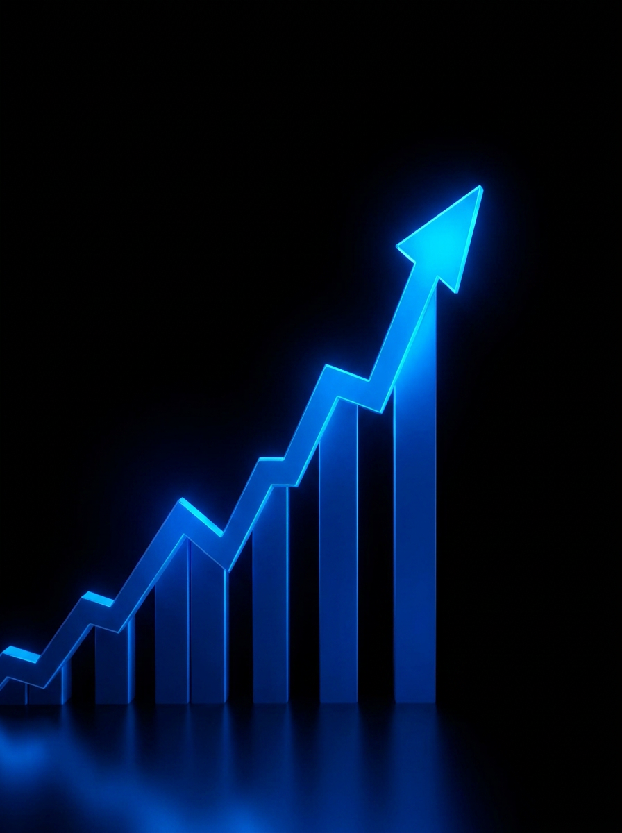 Upward stock market arrow representing business growth